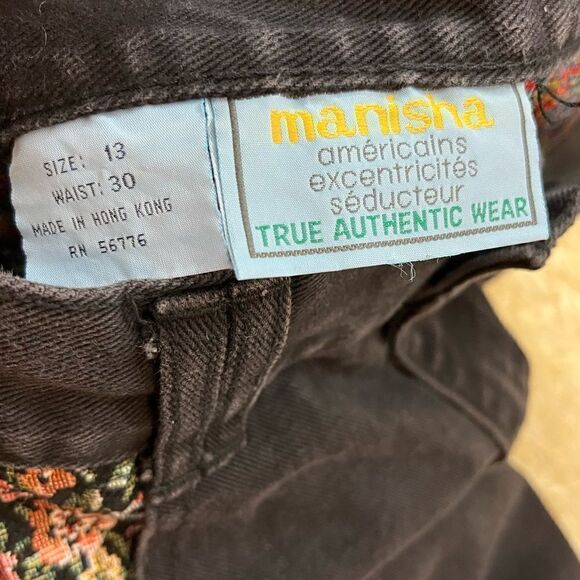 Vintage 90’s Manisha Black Floral Tapestry High Waist Mom Jeans 28 - Picture 4 of 7